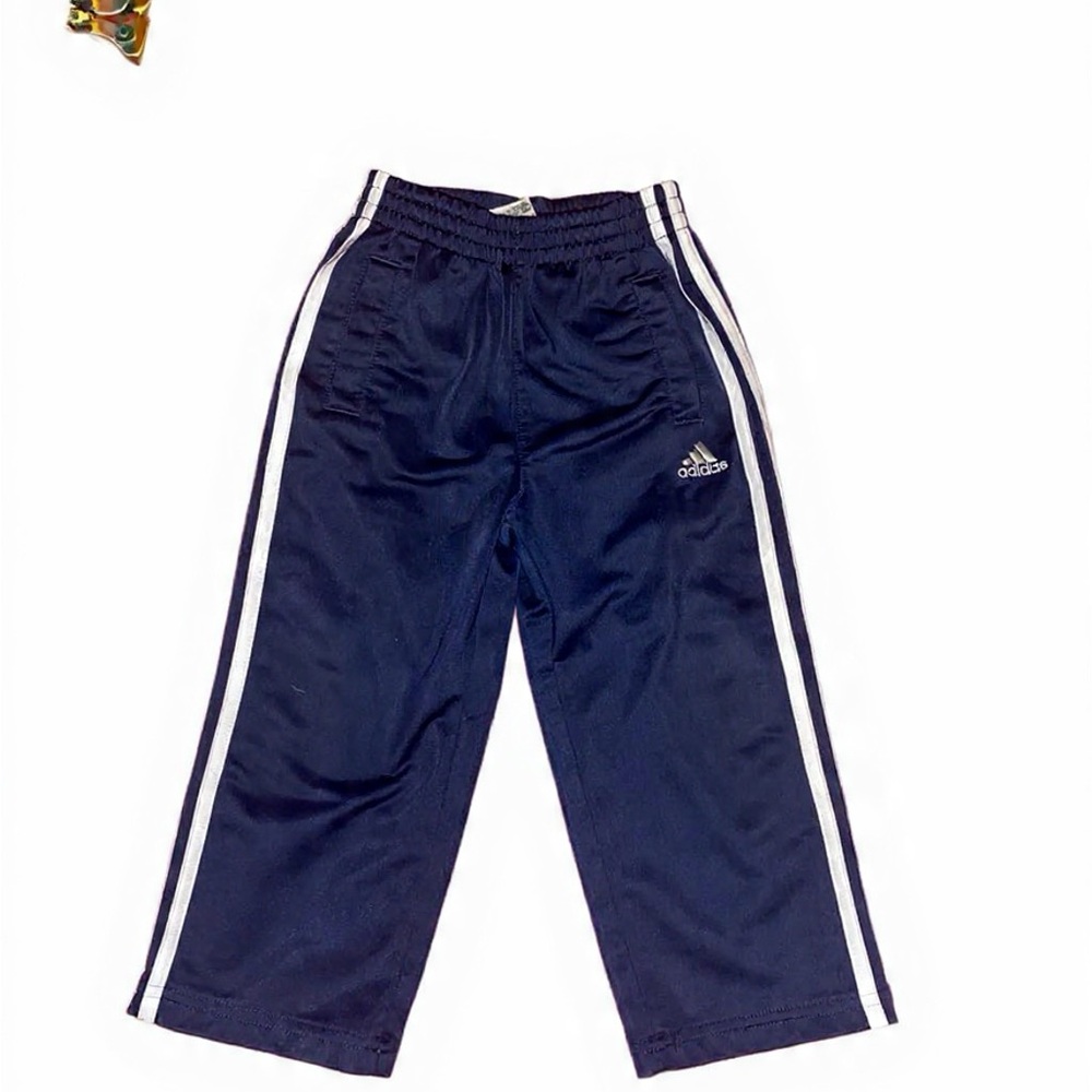 Adidas Kids 3t Dark Blue Joggers with White Stripes 100% polyester